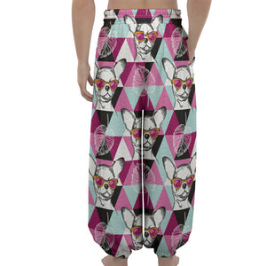 Hipster Chihuahua Pattern Print Lantern Pants