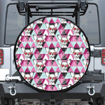 Hipster Chihuahua Pattern Print Leather Spare Tire Cover