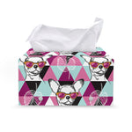 Hipster Chihuahua Pattern Print Leather Tissue Box Cover