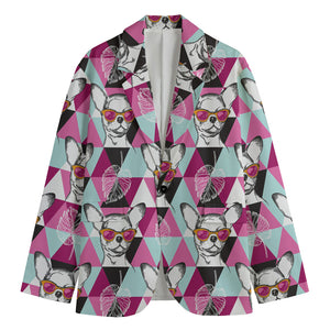 Hipster Chihuahua Pattern Print Men's Blazer