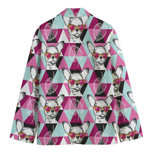 Hipster Chihuahua Pattern Print Men's Cotton Blazer