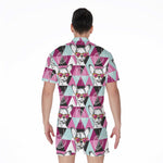 Hipster Chihuahua Pattern Print Men's Rompers