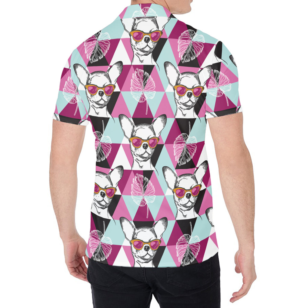 Hipster Chihuahua Pattern Print Men's Shirt