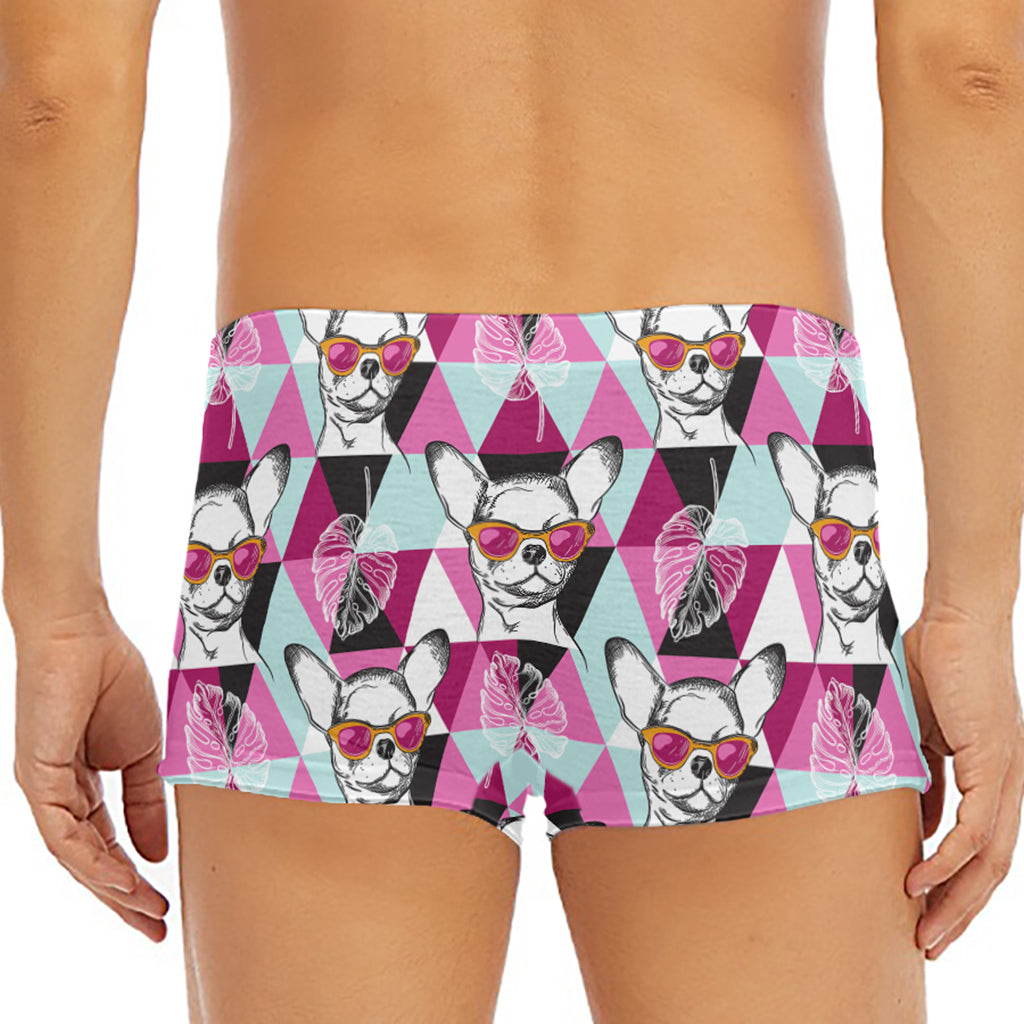 Hipster Chihuahua Pattern Print Men's Short Boxer Briefs