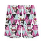 Hipster Chihuahua Pattern Print Men's Sports Shorts