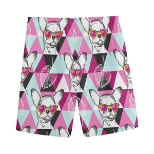 Hipster Chihuahua Pattern Print Men's Sports Shorts