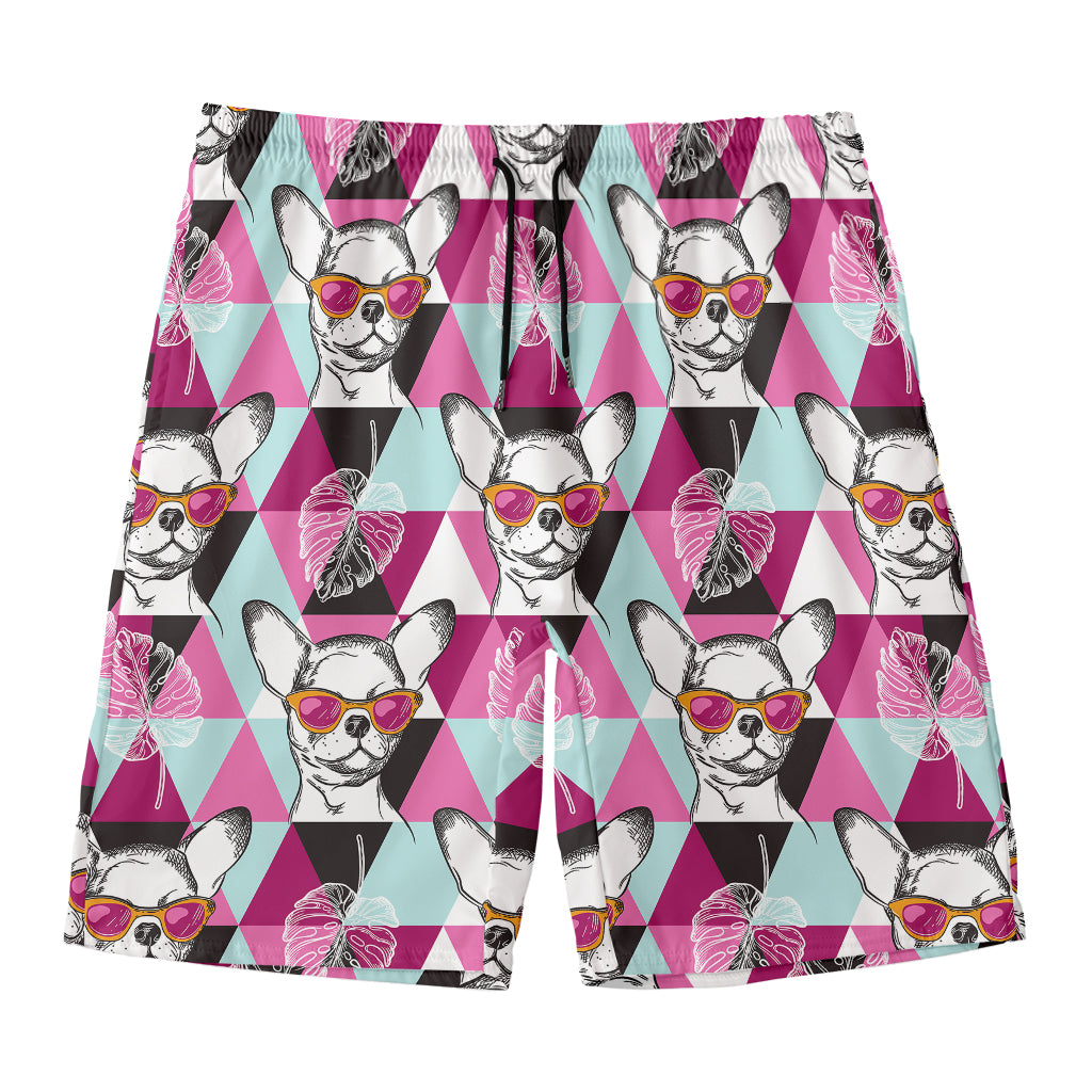 Hipster Chihuahua Pattern Print Men's Swim Trunks