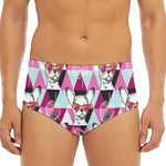 Hipster Chihuahua Pattern Print Men's Triangle Swim Briefs