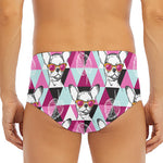 Hipster Chihuahua Pattern Print Men's Triangle Swim Briefs