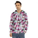 Hipster Chihuahua Pattern Print Men's Velvet Pullover Hoodie