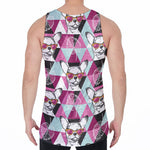 Hipster Chihuahua Pattern Print Men's Velvet Tank Top