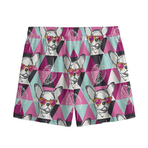 Hipster Chihuahua Pattern Print Mesh Shorts