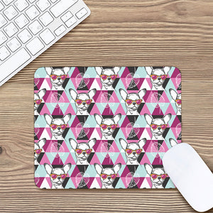 Hipster Chihuahua Pattern Print Mouse Pad