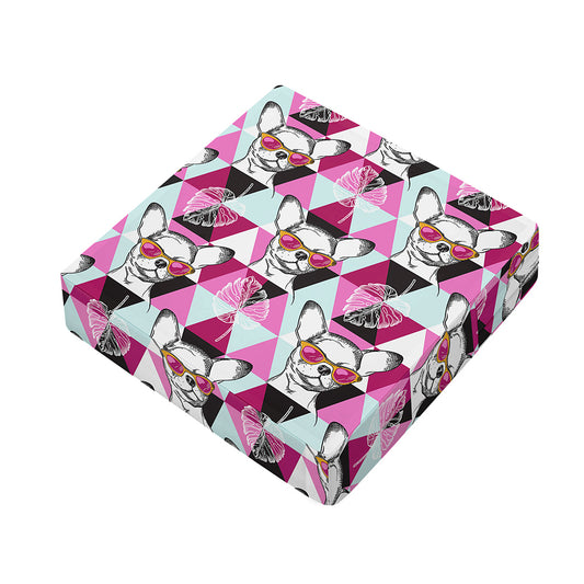 Hipster Chihuahua Pattern Print Outdoor Seat Cushion Cover