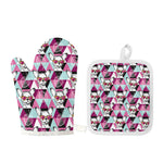 Hipster Chihuahua Pattern Print Oven Mitt And Pot Holder Set