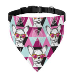 Hipster Chihuahua Pattern Print Over The Collar Dog Bandana