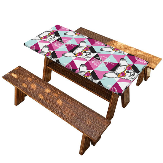 Hipster Chihuahua Pattern Print Picnic Table Cover