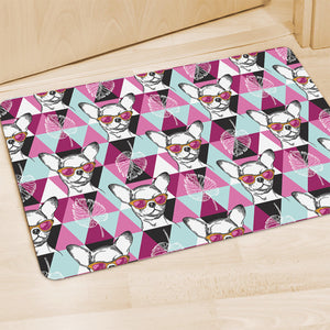 Hipster Chihuahua Pattern Print Polyester Doormat