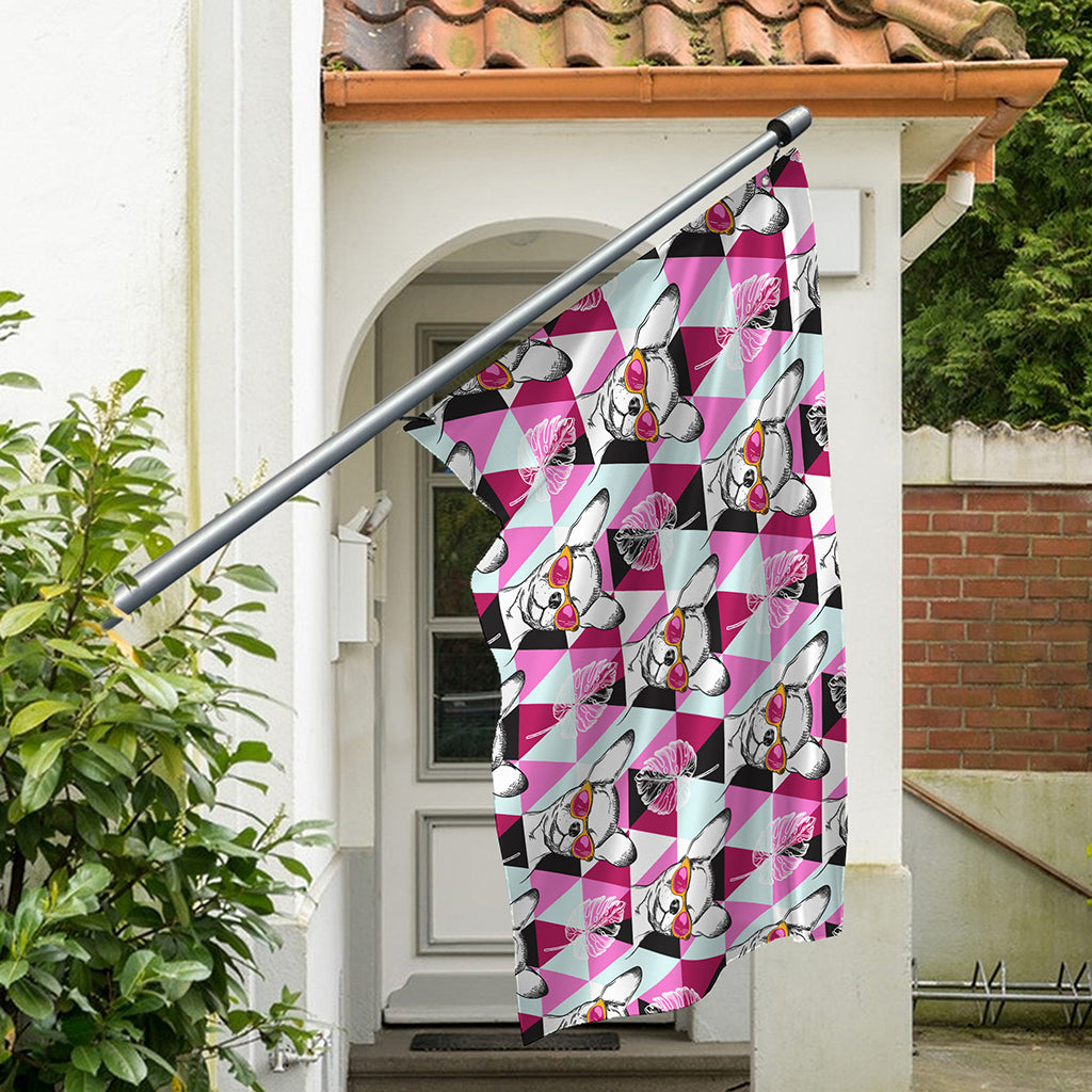 Hipster Chihuahua Pattern Print Polyester Flag