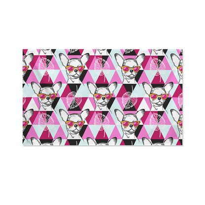 Hipster Chihuahua Pattern Print Polyester Flag