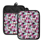 Hipster Chihuahua Pattern Print Pot Holders With Pocket
