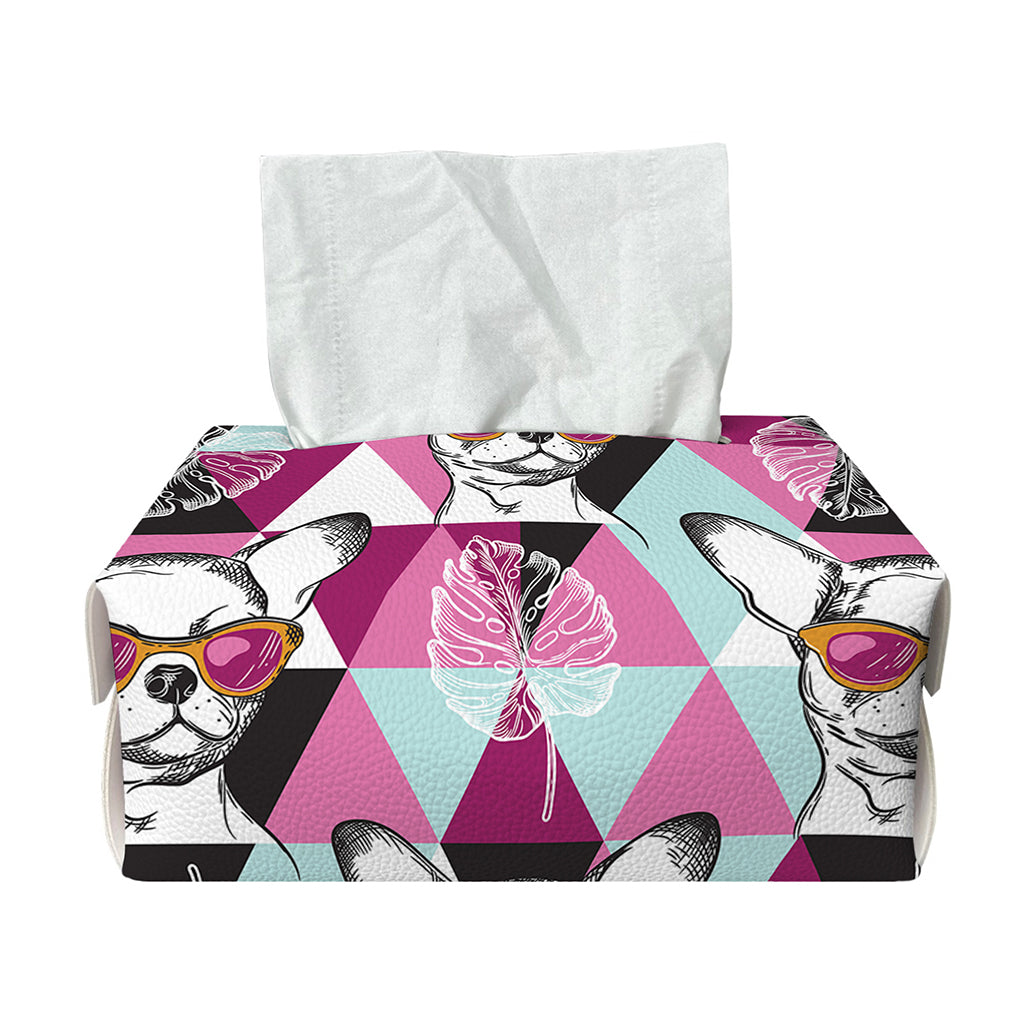 Hipster Chihuahua Pattern Print Rectangle Tissue Box Cover
