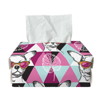 Hipster Chihuahua Pattern Print Rectangle Tissue Box Cover