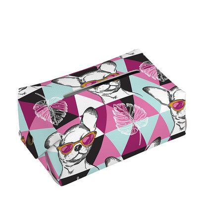 Hipster Chihuahua Pattern Print Rectangle Tissue Box Cover