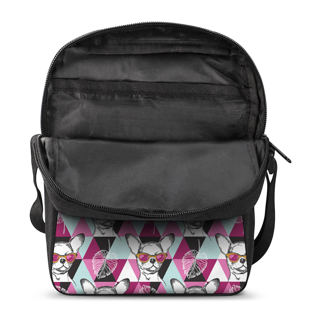 Hipster Chihuahua Pattern Print Rectangular Crossbody Bag