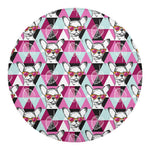 Hipster Chihuahua Pattern Print Round Blanket