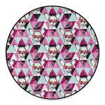 Hipster Chihuahua Pattern Print Round Floor Mat