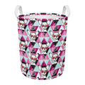 Hipster Chihuahua Pattern Print Round Laundry Basket