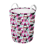 Hipster Chihuahua Pattern Print Round Laundry Basket