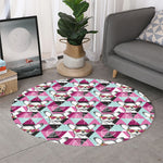 Hipster Chihuahua Pattern Print Round Rug