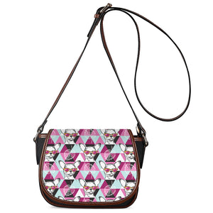 Hipster Chihuahua Pattern Print Saddle Bag