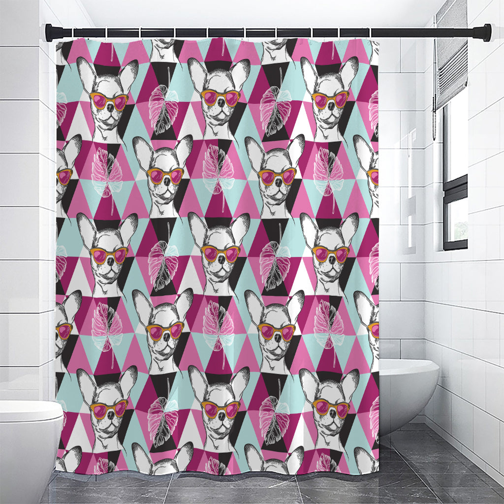 Hipster Chihuahua Pattern Print Shower Curtain