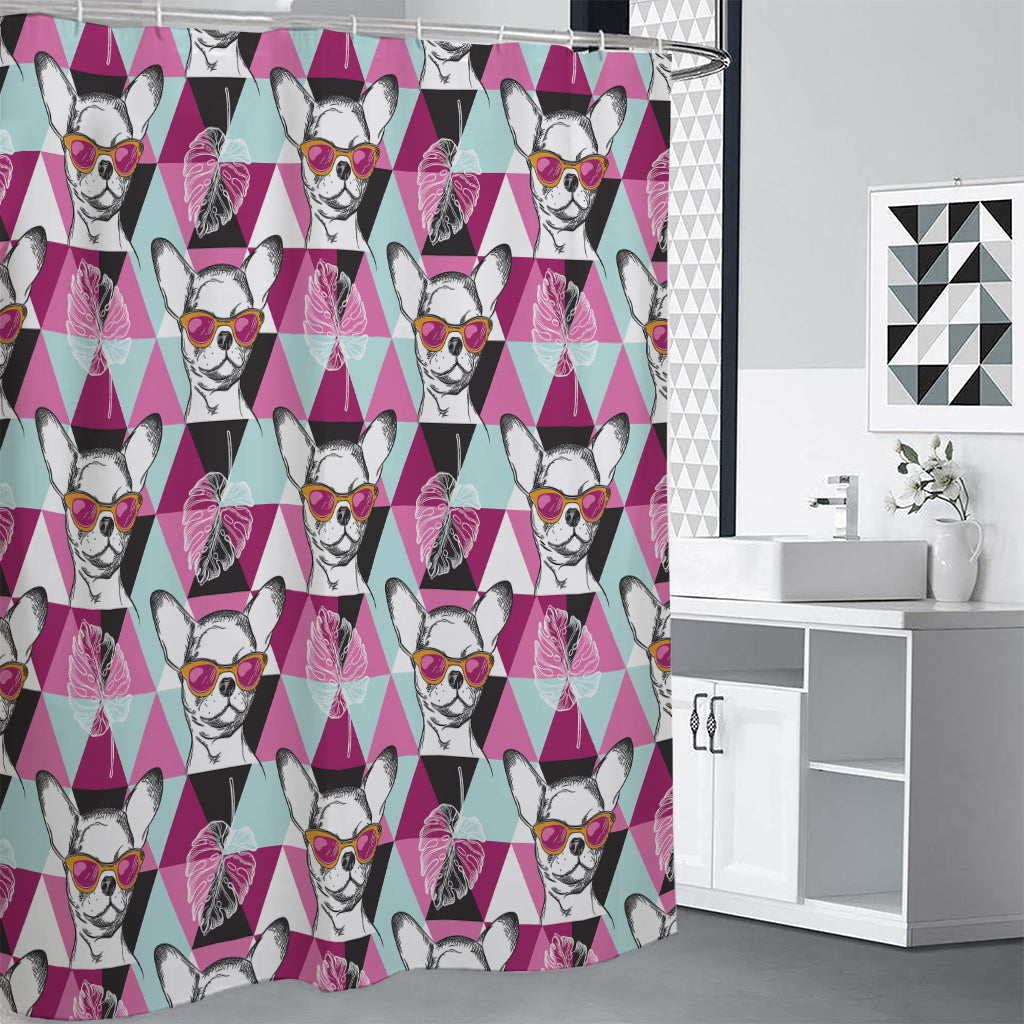 Hipster Chihuahua Pattern Print Shower Curtain