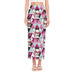 Hipster Chihuahua Pattern Print Side Slit Maxi Skirt