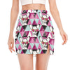 Hipster Chihuahua Pattern Print Side Slit Mini Skirt