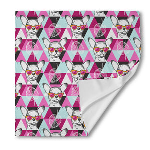 Hipster Chihuahua Pattern Print Silk Bandana