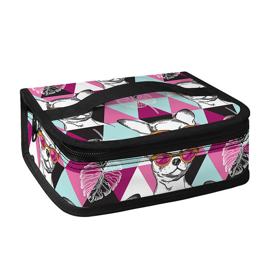 Hipster Chihuahua Pattern Print Small Lunch Bag