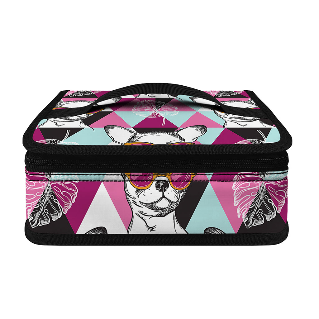 Hipster Chihuahua Pattern Print Small Lunch Bag