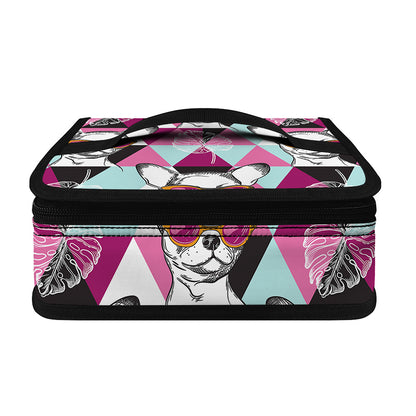 Hipster Chihuahua Pattern Print Small Lunch Bag