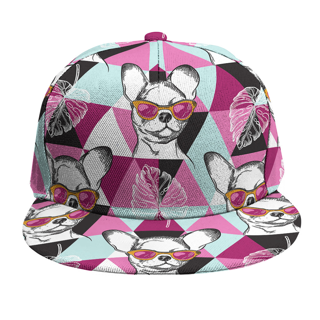 Hipster Chihuahua Pattern Print Snapback Cap