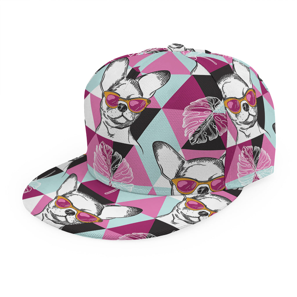 Hipster Chihuahua Pattern Print Snapback Cap