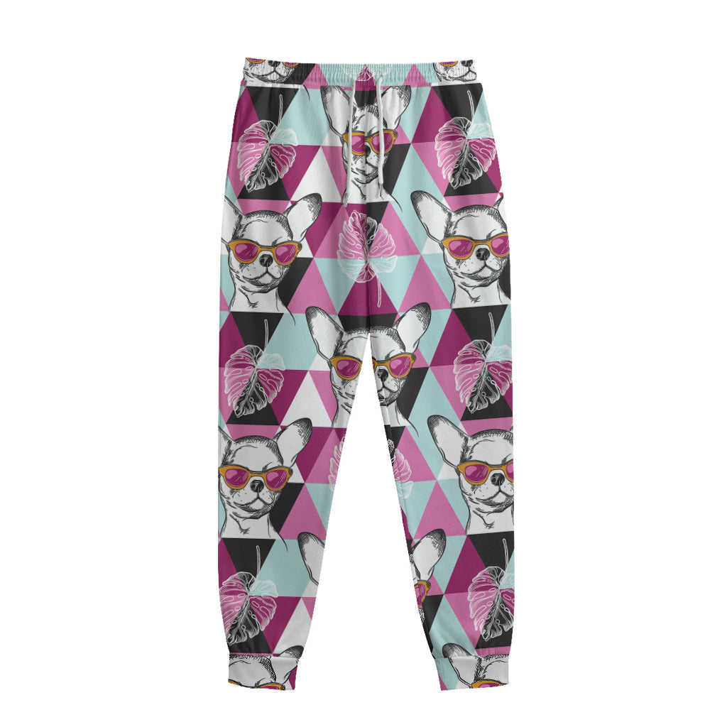 Hipster Chihuahua Pattern Print Sweatpants