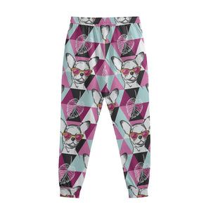 Hipster Chihuahua Pattern Print Sweatpants