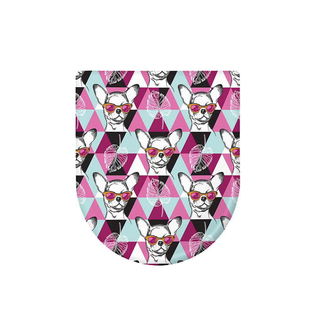 Hipster Chihuahua Pattern Print Toilet Lid Cover