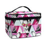 Hipster Chihuahua Pattern Print Travel Makeup Bag