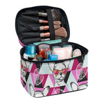 Hipster Chihuahua Pattern Print Travel Makeup Bag